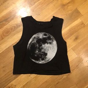 Forever 21 Black Moon Muscle Tee